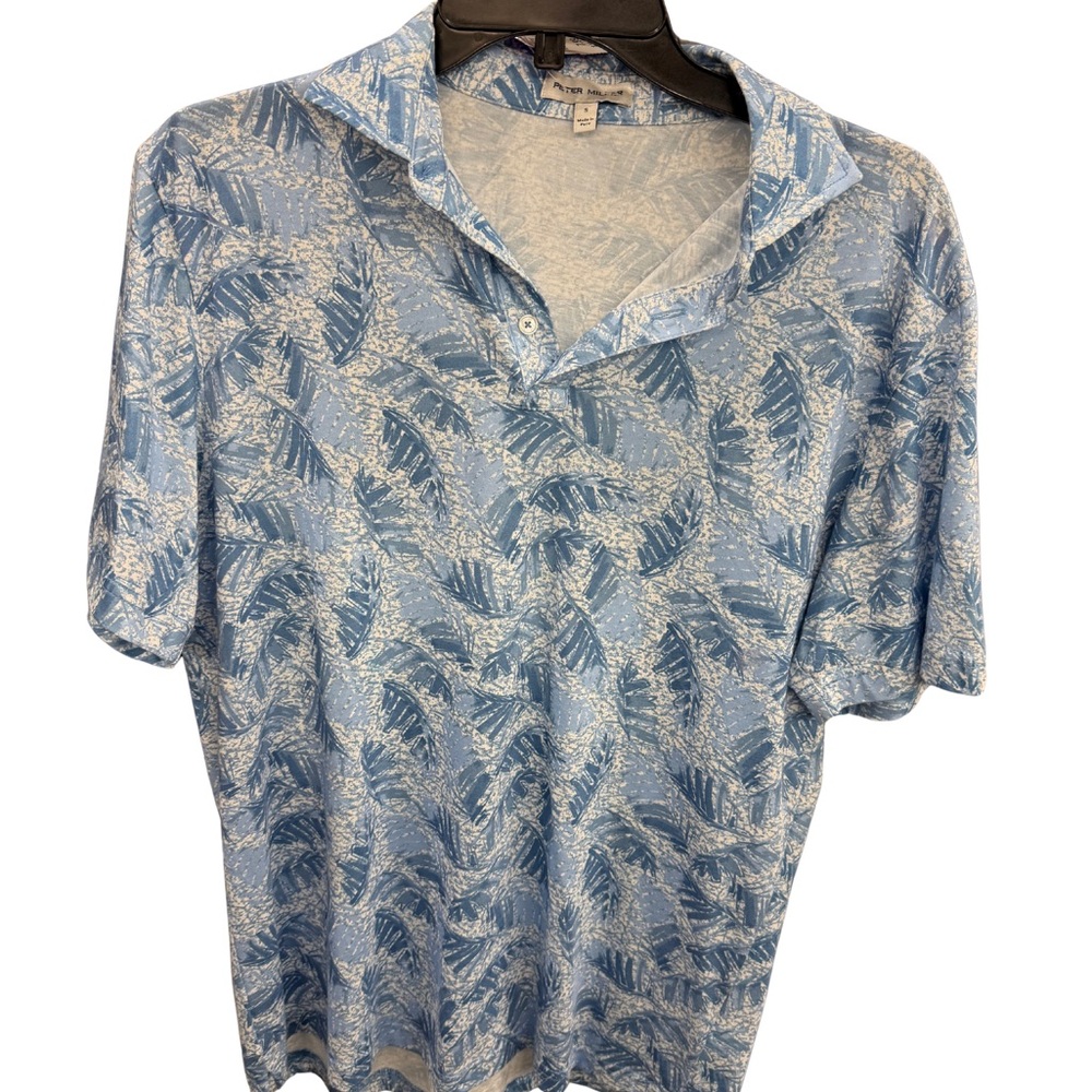 Millar Men’s Polo Shirt – Palm Leaf Print – Size Small – Made in Peru